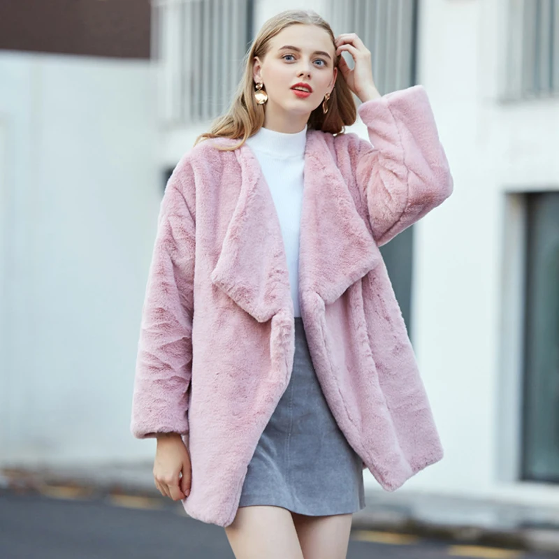 

New Furry Coat Imitation Fur Long Lapel Loose Coat Autumn And Winter Light Cooked Wind Women's Clothing