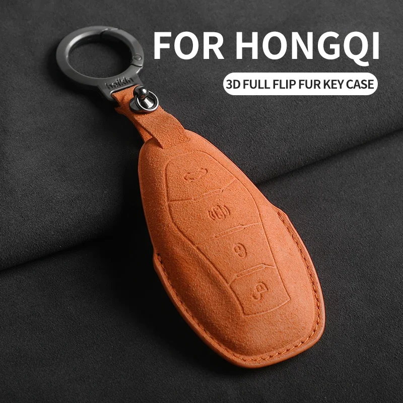 

Car Key Case Cover for FAW Hongqi H5 2021 2022 2023 Hongqi H5 Suede Key Case for Car For Hongqi Keychain Case Accessories