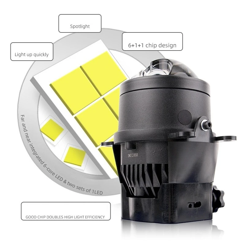 3 Inch 90W Laser Fog Light Lens Dual Beam Projector LED Lights Car Fog Lamp Upgrade High Low Beam Direct Light Car Accessories