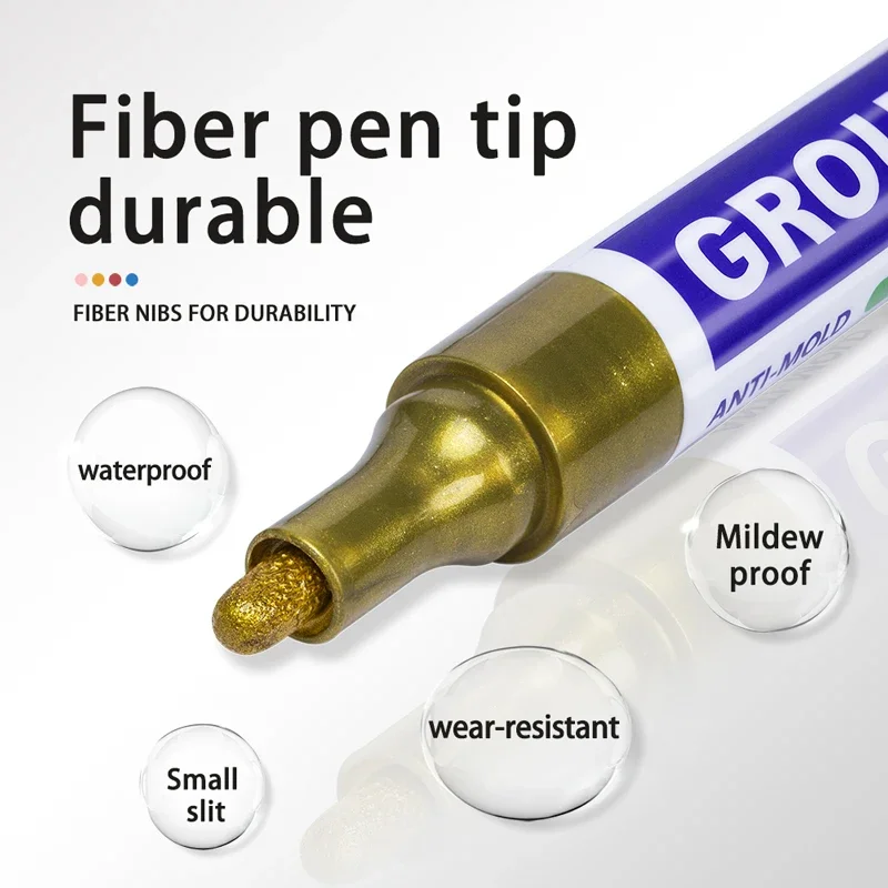 Grout Pen Tile Paint Marker Waterproof Tile Grout Colorant and Sealer Pen Wide 2mm Tip for Bathroom Wall Floor Decoration Repair