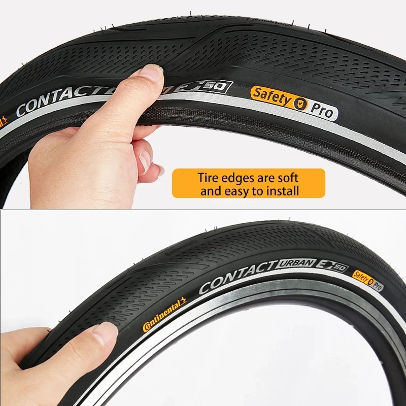 Continental Contact 도시 찌르기 방지 스틸 와이어 타이어, 반사 스트립 포함, BMX 접이식 자전거용, 16 인치, 20 인치, 3, 180Tpi