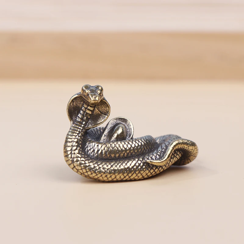 1PC Antique Bronze Snake Statue Miniature Figurines Copper Zodiac Animal Home Desk Decoration Ornament Brass Craft Souvenir Gift