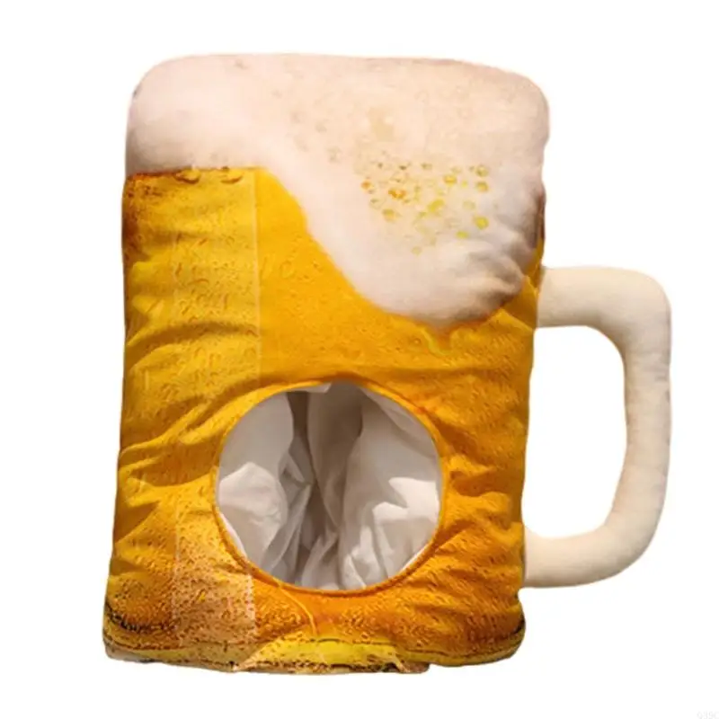 

Q39C Lovely Beer Cup Hat Plush Hat Family Gathering Costume Hat Beer Mug Headgear Hat