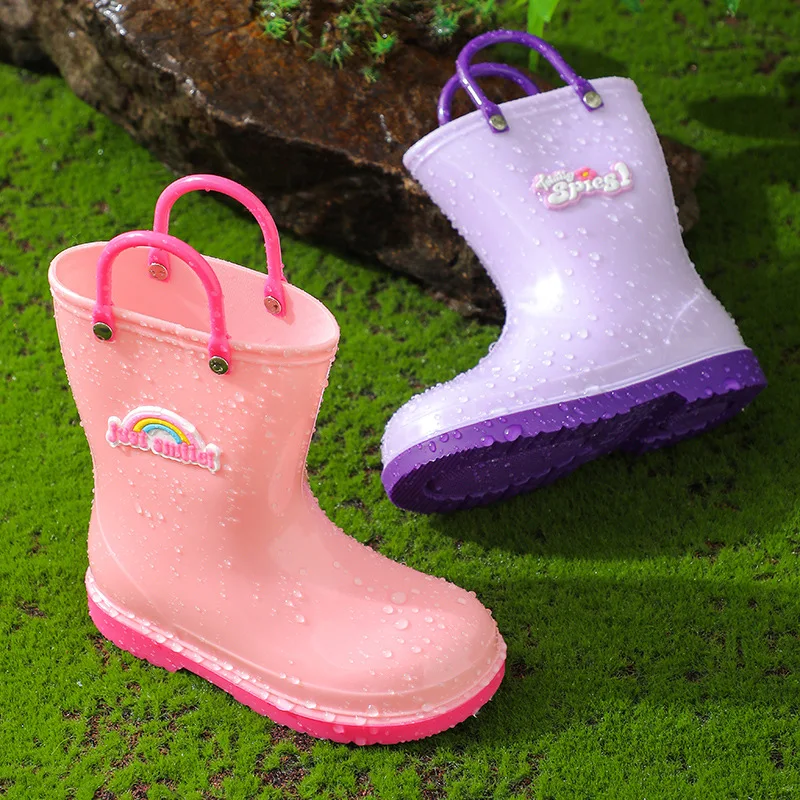 Chaussures d\'eau de dessin animé pour enfants, bottes de pluie en PVC pour petits enfants, bébés filles, quatre saisons, nouveau