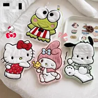 Sanrio Hello Kitty Cute Cartoon Hand Towel Double Layer Thick Absorbent Coral Fleece Hanging Towel for Home and Travel ﻿
