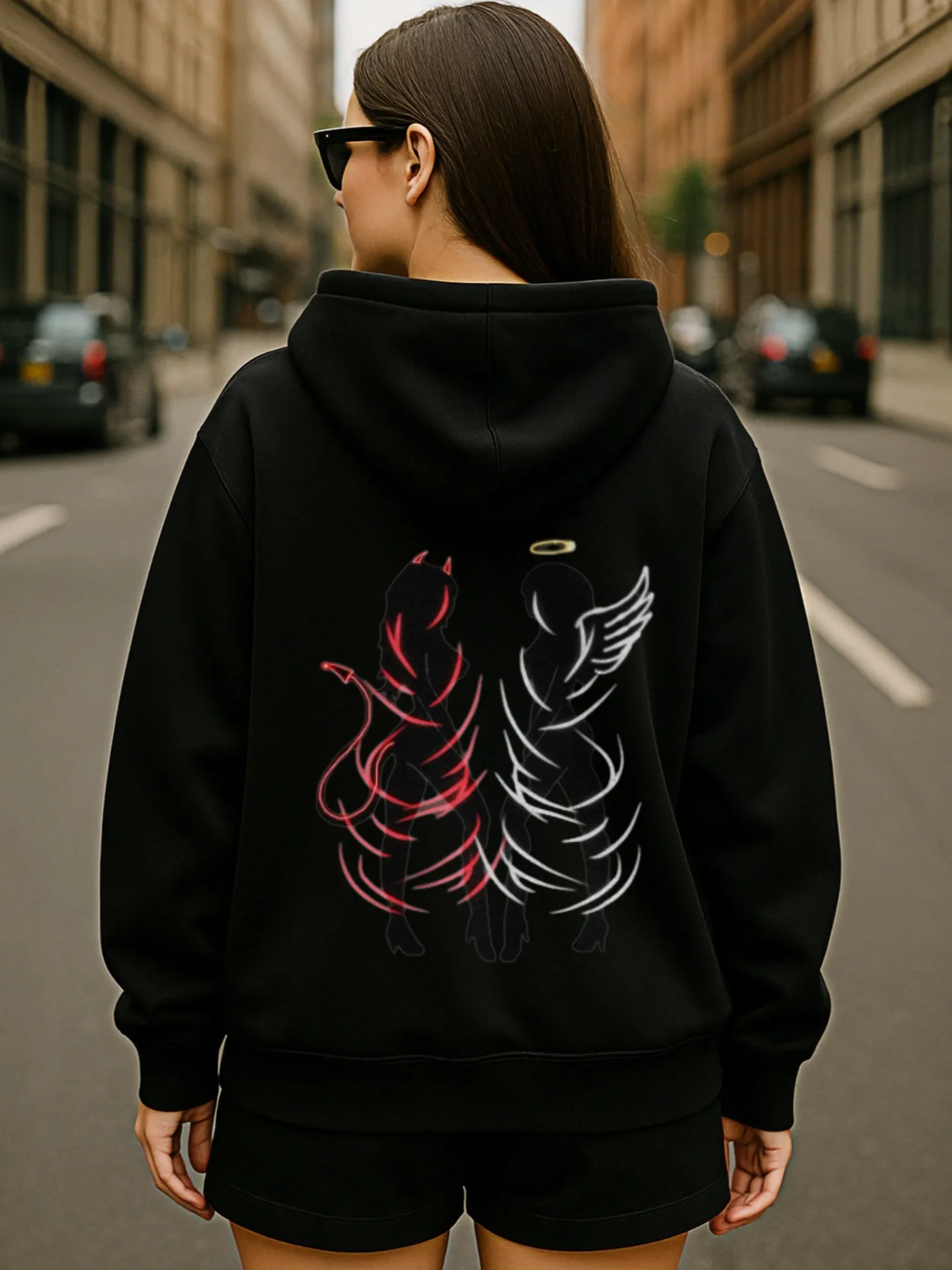 Sudadera con capucha gráfica para mujer, estampado de dibujos animados, estilo estético lindo, tela cómoda, uso diario informal, para adolescentes