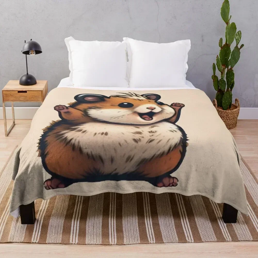 

Cute Happy Rust Hamster Throw Blanket All Season Soft Lightweight Blanket for Home
