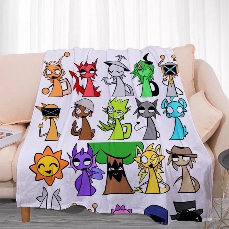 

Cartoon Game Sprunki Blanket Creative Peripheral Warmth for Boys Children Bedroom Nap Single Person Blanket Decoration Supplies