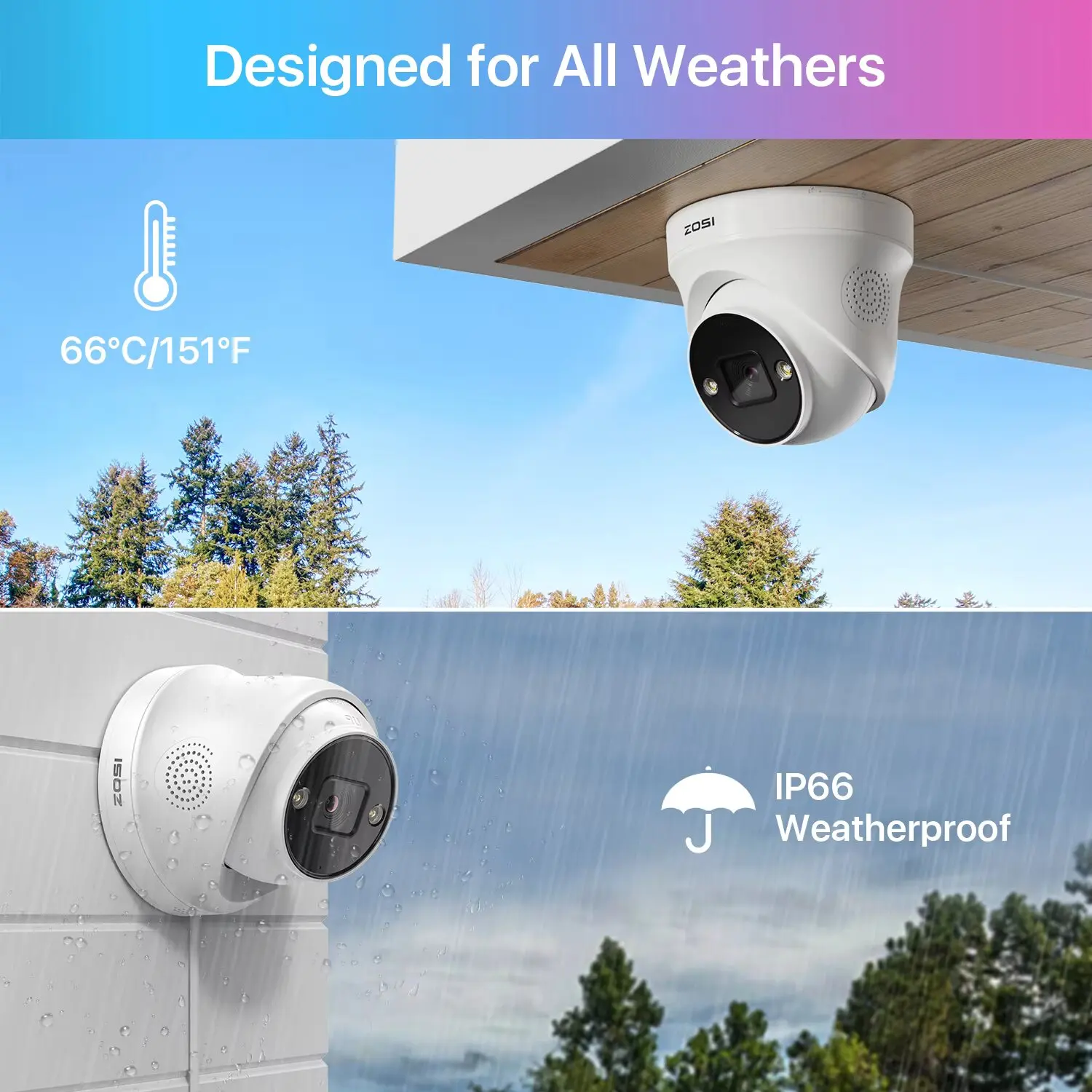 ZOSI-POE Câmera IP com Visão Noturna Colorida AI, Segurança Doméstica, Vigilância por Vídeo ao Ar Livre, WiFi, Grande Angular, Áudio CCTV, 3.7mm, 5MP