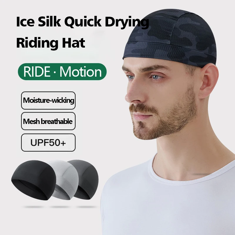 قبعة شبكة النسيج سريعة الجافة قبعة الدراجات النارية خوذة بطانة الدراجة الصيف ركوب المضادة للعرق تنفس قبعة الدراجات المعدات