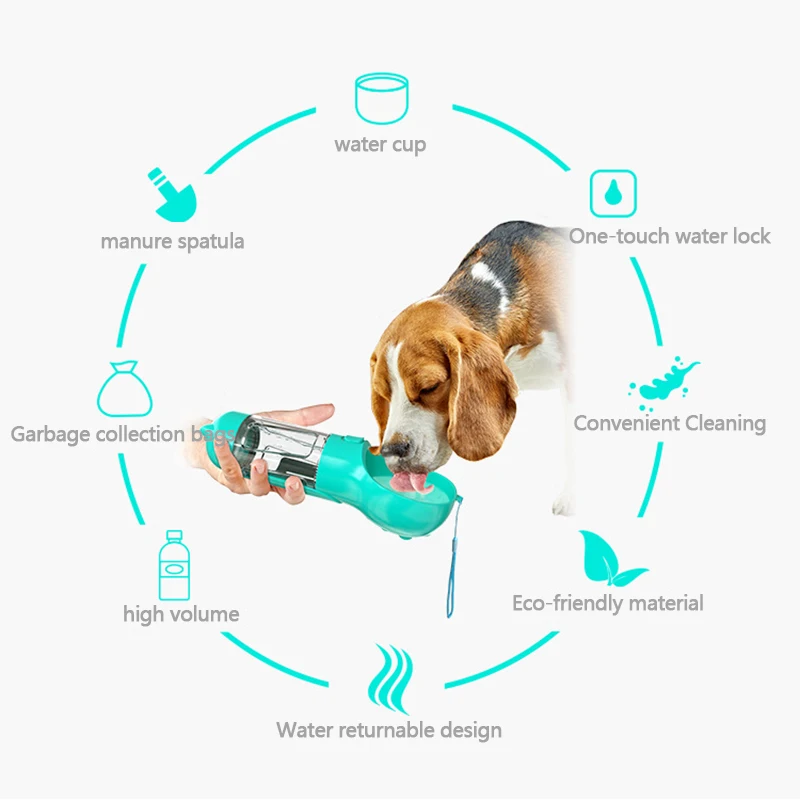 Multifunctional Dog Go Out Drinker Bottle Water Bottle Portable Dogs Pet Drinking Cup Dog Water Bottle Walking Dog Supplie