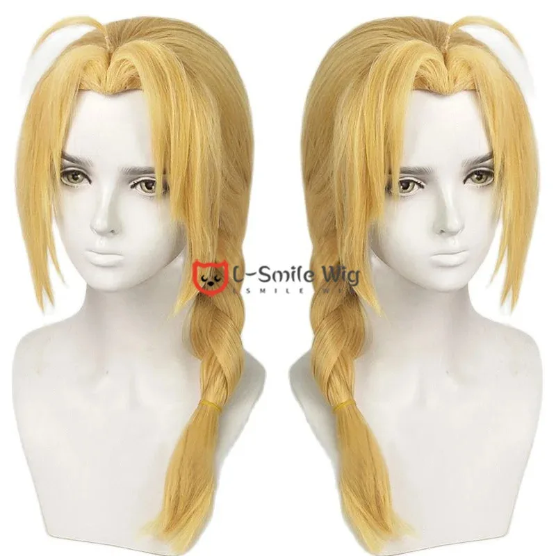 

Edward Elric 50cm Long Blonde Braided Cosplay Wig Anime Heat Resistant Cosplay Hair Wigs + Wig Cap