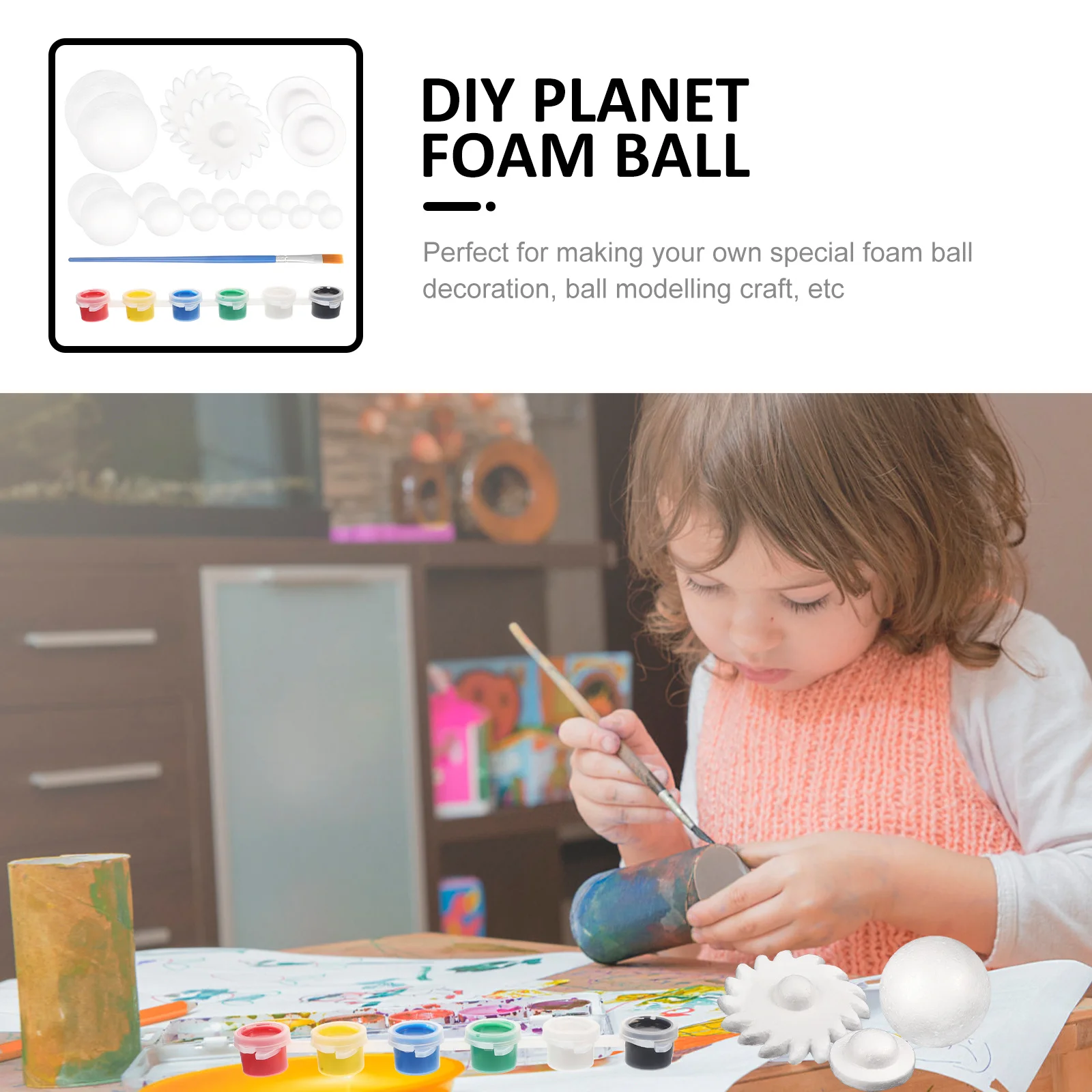 

2Sets DIY Solar System Foam Balls Polystyrene Craft Kit for School Projects Art Decoration Solar System Model Foam Ball