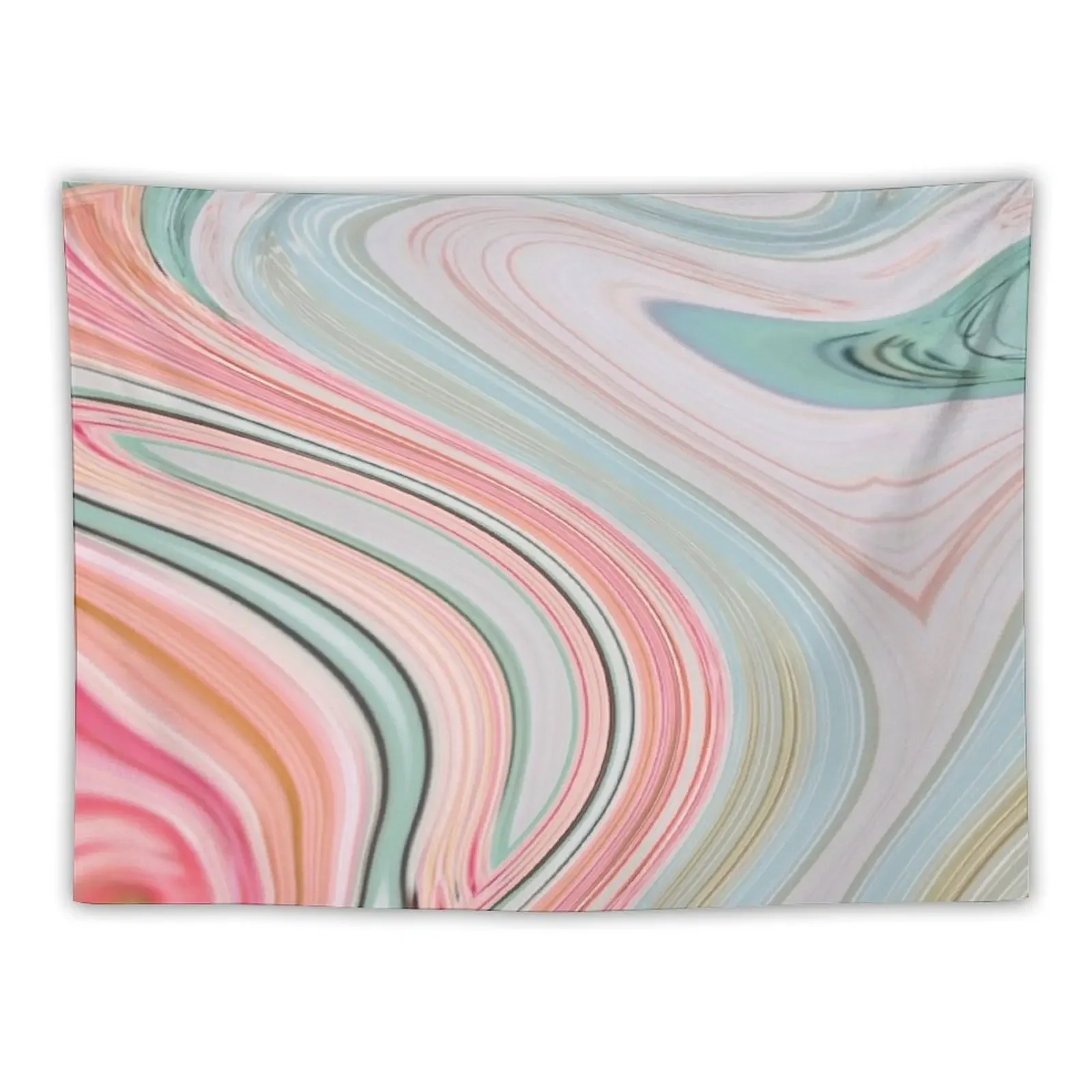 

girly chic minimalist marble pattern pink mint swirls Tapestry Decor For Room Custom Bedroom Decor Tapestry