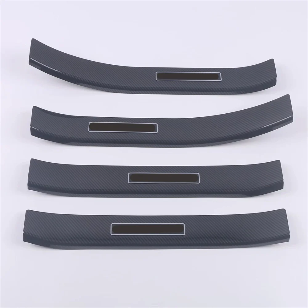 Carbon Fiber Look Door Sill Scuff Plate Guard Sills Protector Trim For Toyota Highlander 2020 2021 2022 4TH