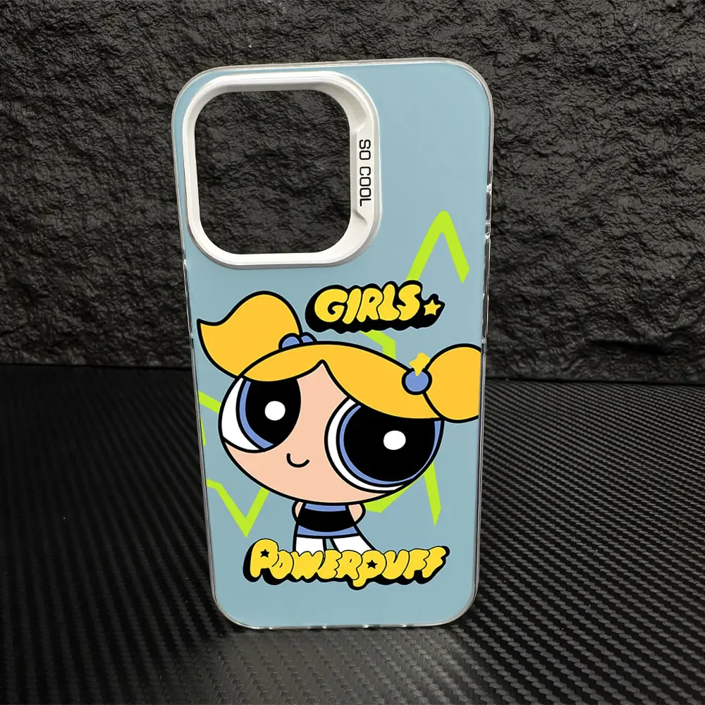 T-The P-Powerpuff G-Girls IMD Colorful Phone Case Silver Cover Suitable for iPhone 12 11 13 14 15 16 Max Pro Plus