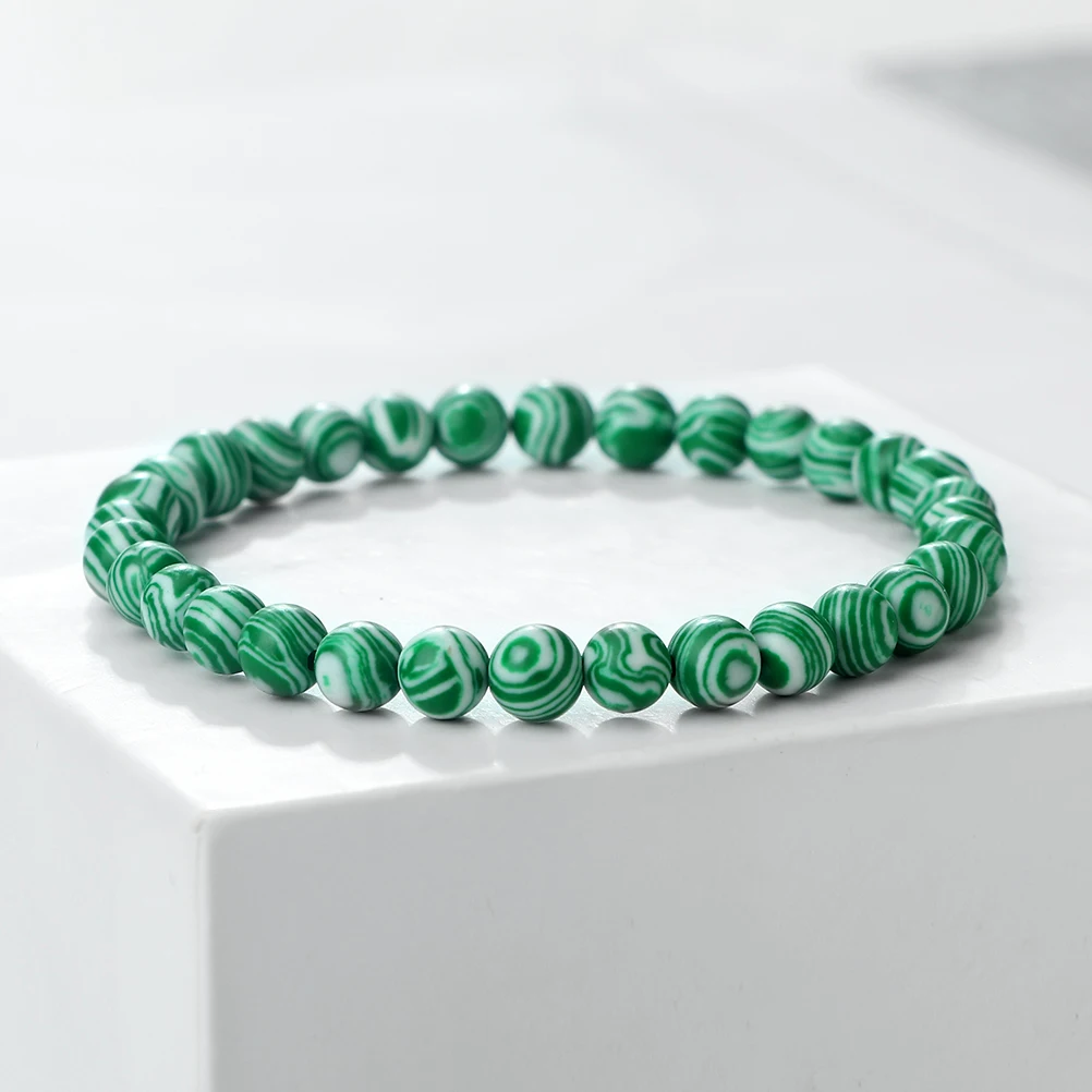 Bohemian Natural Malachite Bracelets 6mm Natural Stone Women Bracelets Men Elastic Rope Strand Bracelet Friendship Jewelry Gifts