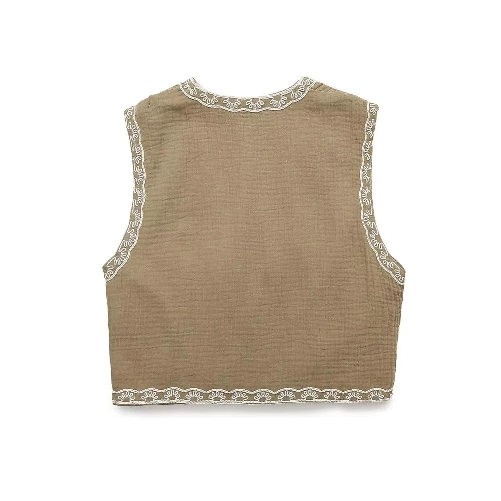 JNLEAOG Summer New Women's Faion Embroidery ort Vest Street Sle Polyester Fiber 6895023 506 Modern Ele Design