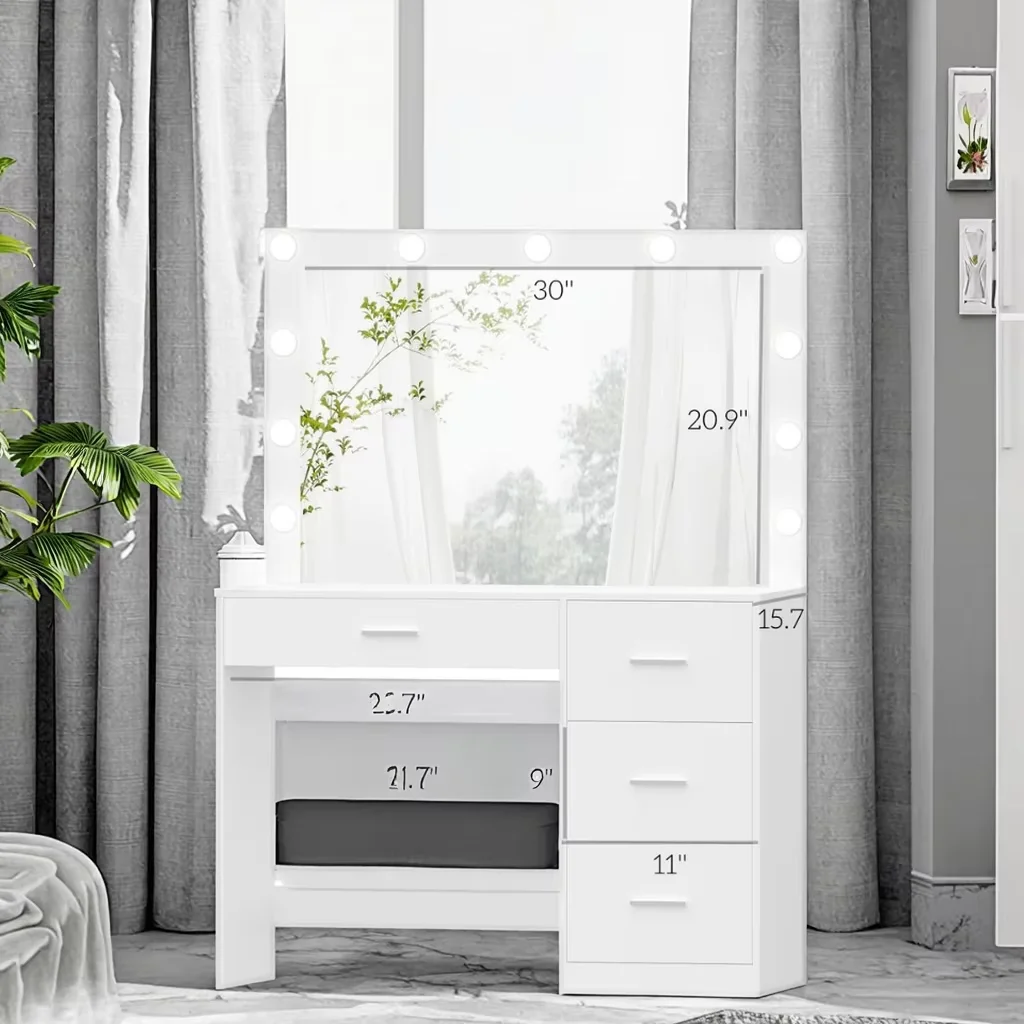 Moderner weiß beleuchteter Far – Dressing Table Vanity With Lighted Mirror Bewertung und Preis