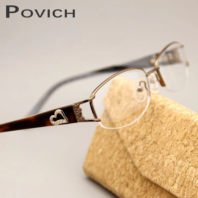 New Fashion Metal Acetate Optical Glasses Frame Women Myopia Hyperopia Progressive Prescription Eyewear Love Design Eyeglasses