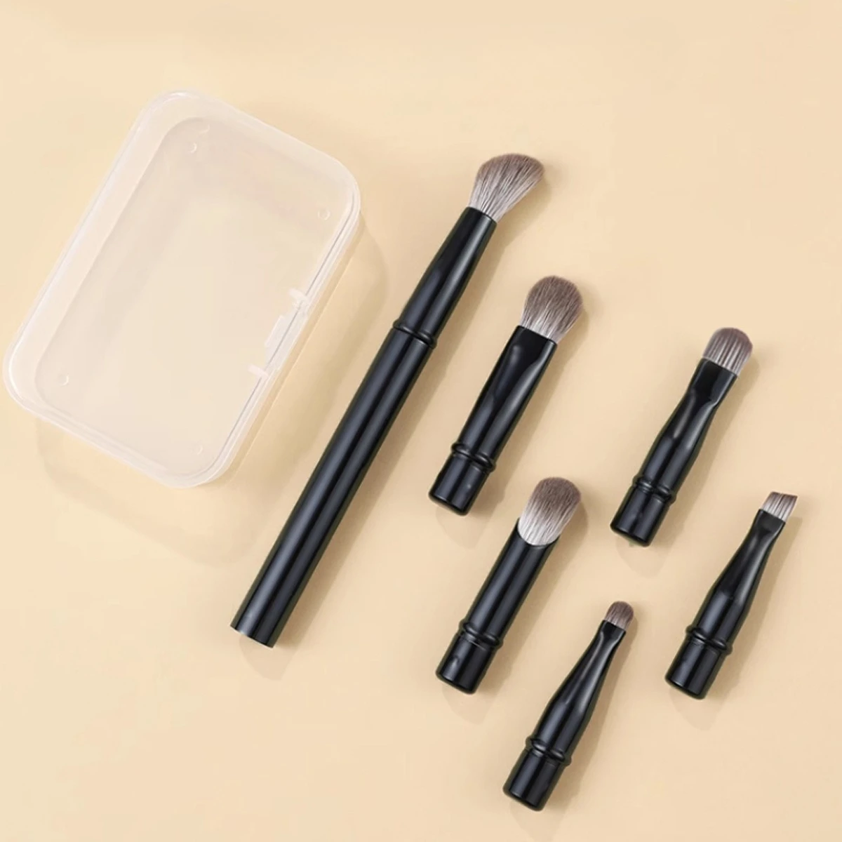 6-Pack Portable Makeup Brush Replacement Brush Head Nose Shadow Brush Travel Set Portable Cosmetic Powder Foundation Blush