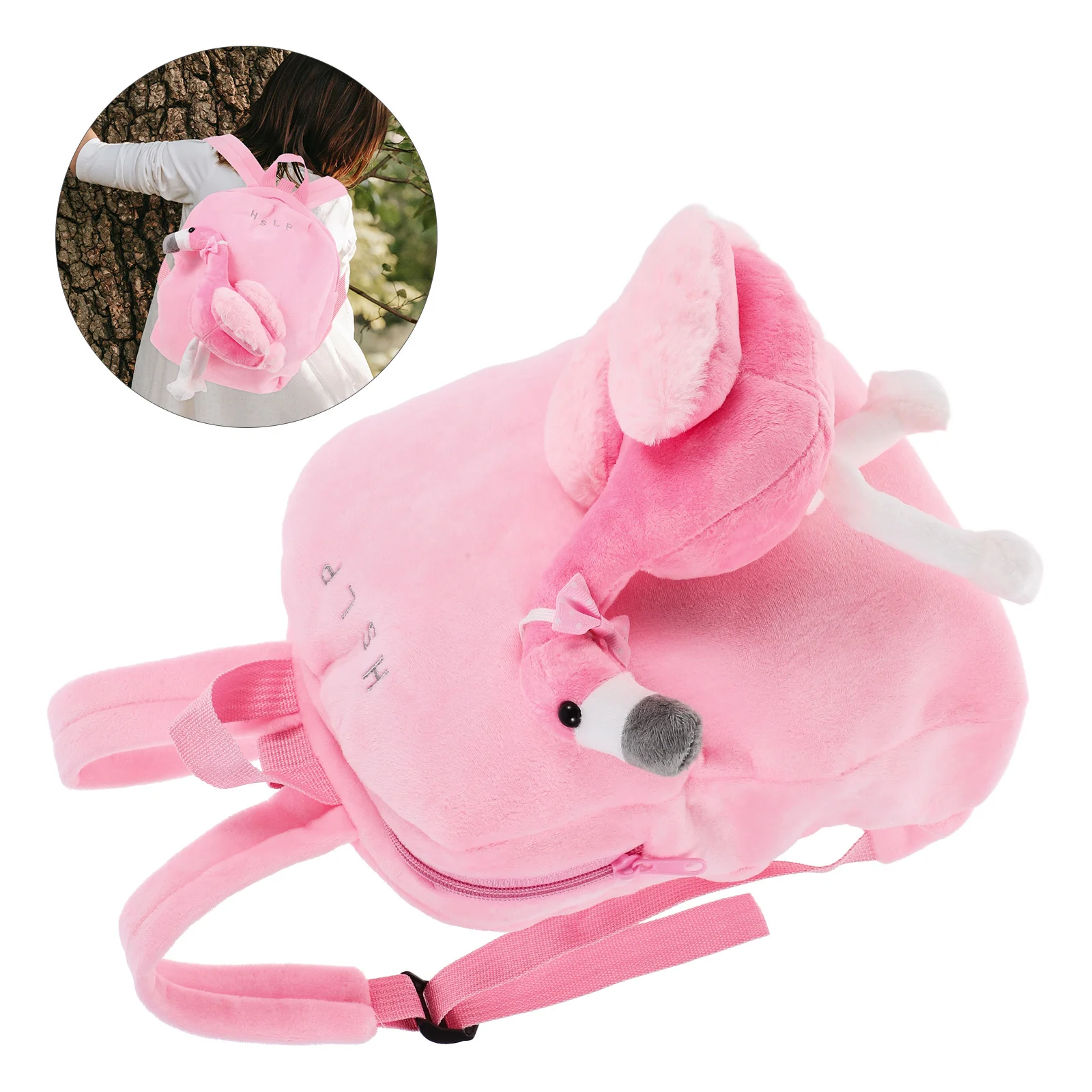 

Detachable Flamingo Kids Backpack Pink Stuffed Animal Kindergarten School Bag Toddler Preschool Snack Bag Toddler Backpack
