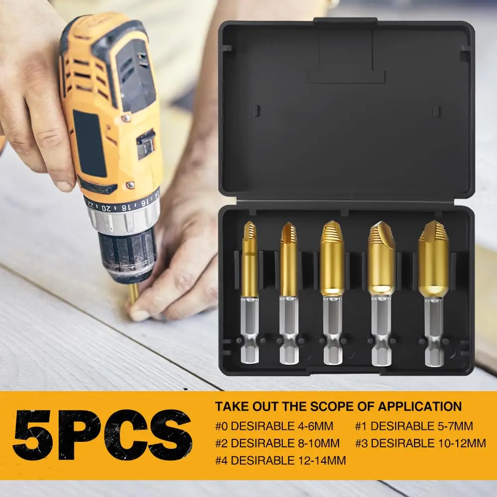 Raffrod 5 Pcs Stripped Screw Extractor Set - HSS 4321, Manually Remove Screws and Bolts, Damaged Screw Removal Extractor Set