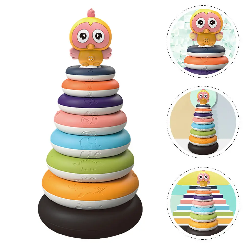 Jogo Educativo de Empilhamento de Anéis Arco-Íris para Crianças, Brinquedo Criativo para Coordenação Mão-Olho, Presente Divertido de Reconhecimento de Cores