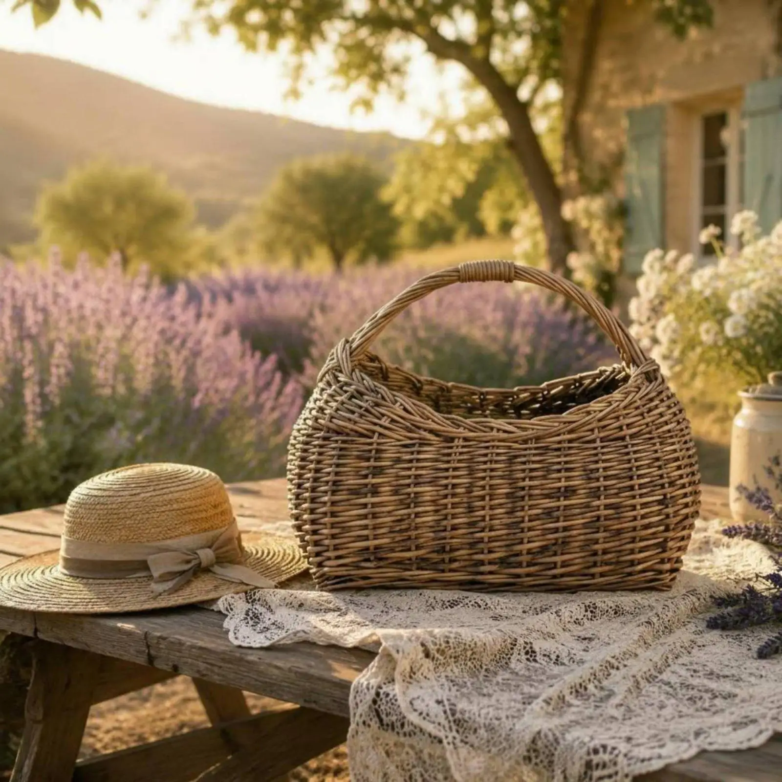 Handwoven Wicker Basket Bag Arched Handle Wicker Basket Bag Open Top for Display