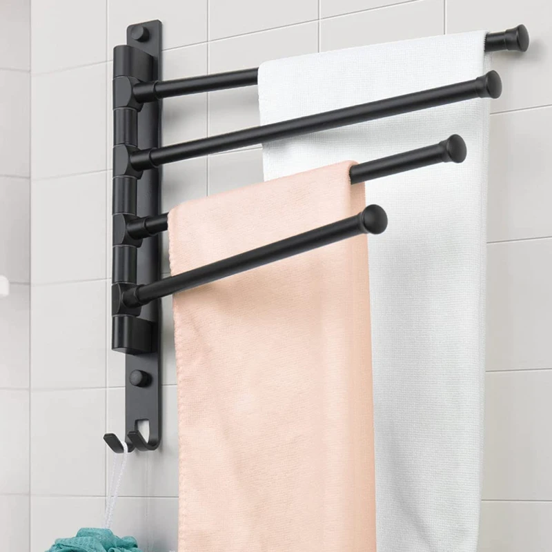 Porte-serviettes rotatif en aluminium, 2/3/4/5 barres, idéal pour la salle de bain ou la cuisine