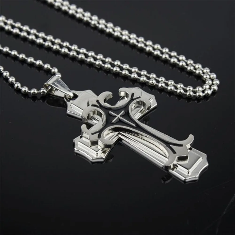 New Simple Overbearing Fashion Hip-hop Trend Punk Cross Necklace Three Layers of High-grade Boutique Men\'s Jewelry Accessories