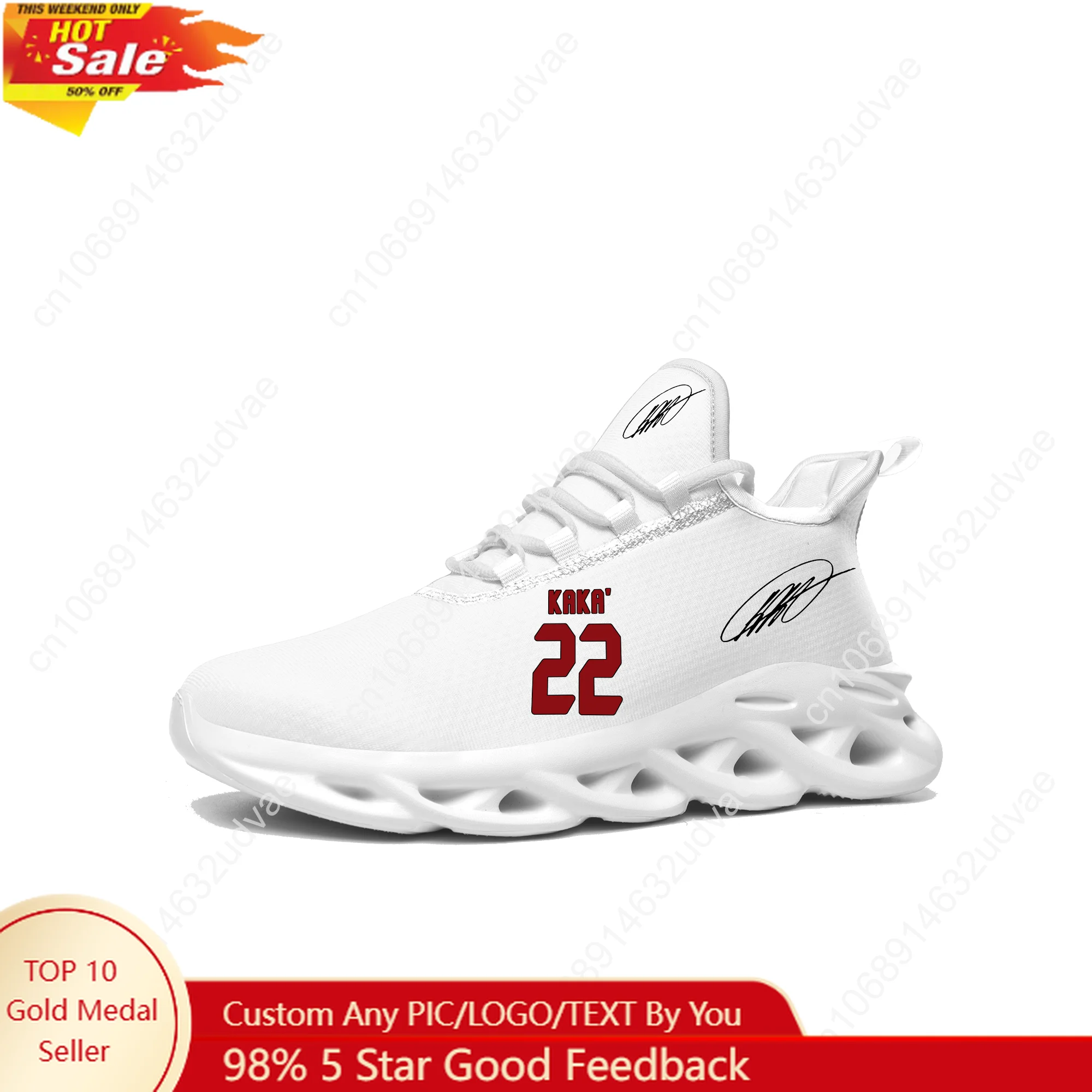 

Kaka No.22 Sports Sneakers Mans Womans Running Shoes Sneaker Brazil Soccer Star Lace Up Mesh Footwear Tailor Made Shoe White
