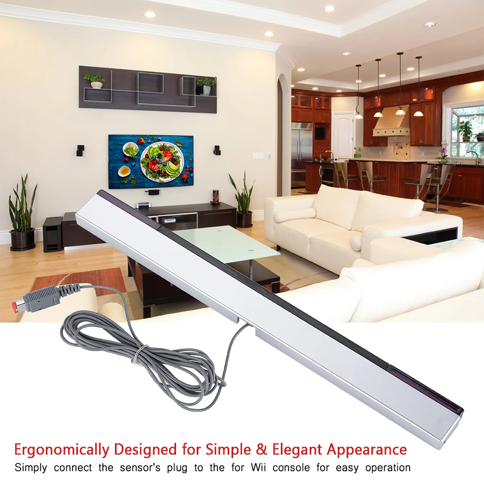 ZK40 Infrared IR Signal Ray Sensor Bar Wired Receiver & Stand for Nintendo WII Console