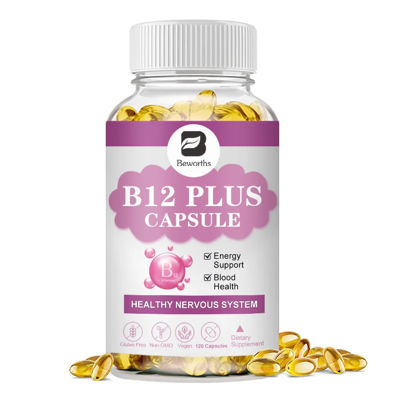 BBEEAAUU-cápsulas de vitamina B12, 1000mcg, soporte para el cerebro y la salud nervioso, buen estado de ánimo, formación de células rojas de la sangre, dieta vegetariana