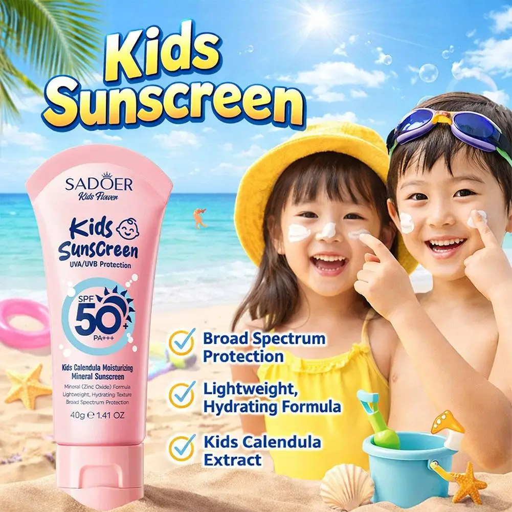 Protector Solar Mineral Hidratante con Caléndula SADOER, Anti-UV, Protector Solar para la Piel, Bloqueador Solar con Control de Grasa