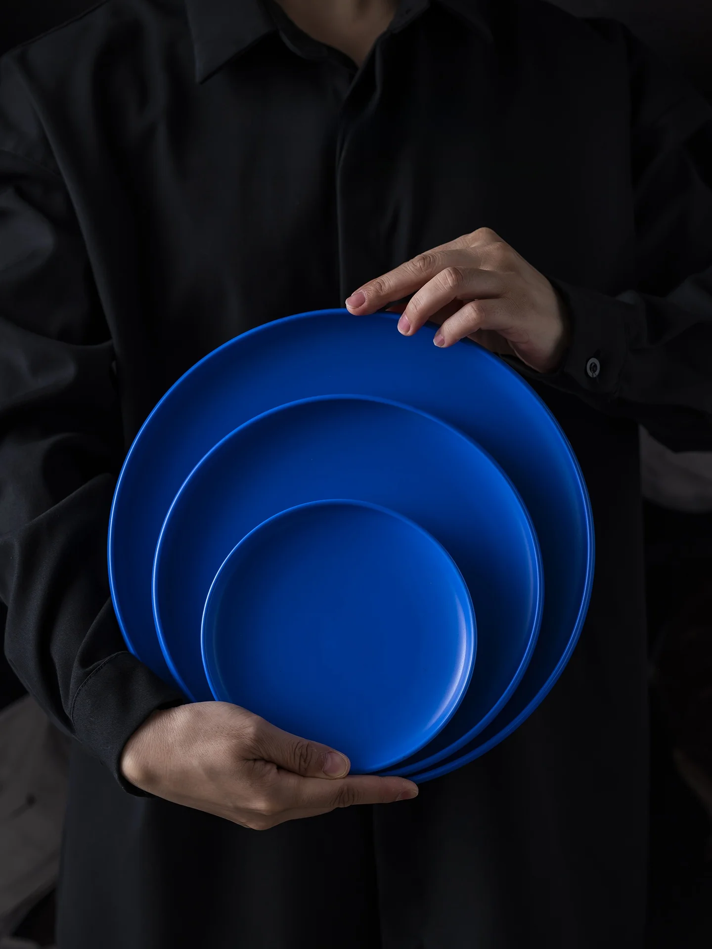 

Blue Cerc round Flat Plate High Aesthetic Value Home Use Di Fi Plate Fine Crtsmanip Microwave Oven Se Diwaer...