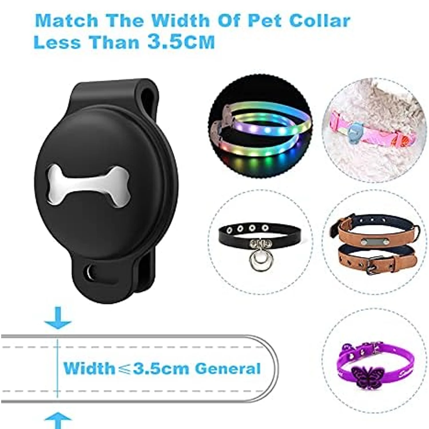 Silicone Airtag Cases for Pet Collar - Dog Holder Protects Dust, Damage, Loss - Easily Clip Anti-Lost Cover for Cat, Dog Tag