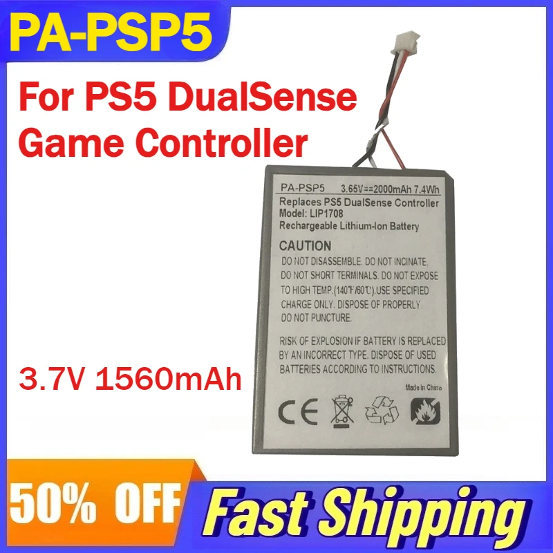 

3.7V 1560mAh PA-PSP5 Li-Ion Battery for Sony PS5 DualSense Game Controller Batteries LIP1708 P5-B01 Accessories