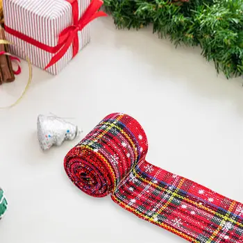 節日格子緞帶,適用於禮品包裝和DIY項目 - 每卷5碼,聖誕樹裝飾 6 最佳銷售 聖誕絲帶 - №5