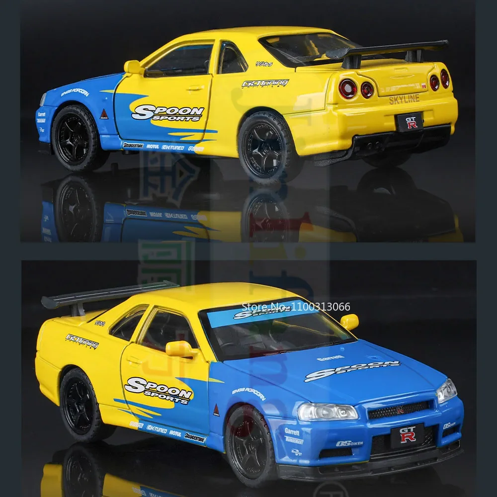 

1:32 Scale SKYLINE GTR Alloy Toys Cars Diecast Model Wheel Pull Back Sports Car with Light Music Vehicle for Kids Birthday Gifts