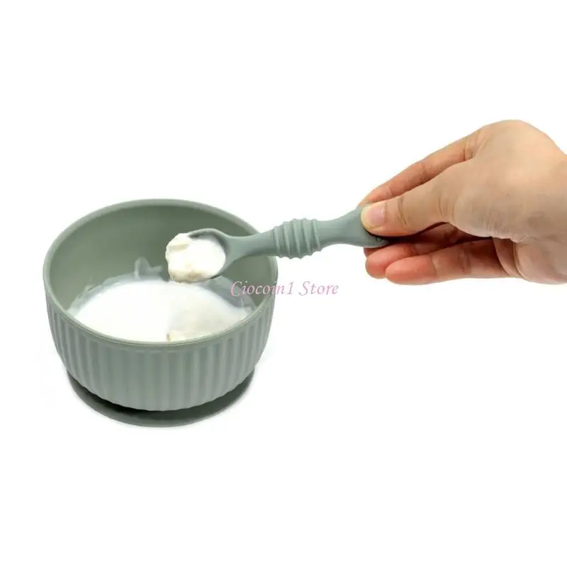 

Y1UB Baby Feeding Spoons Nonslip Infant Spoon Fork Set Ergonomic Solid Color