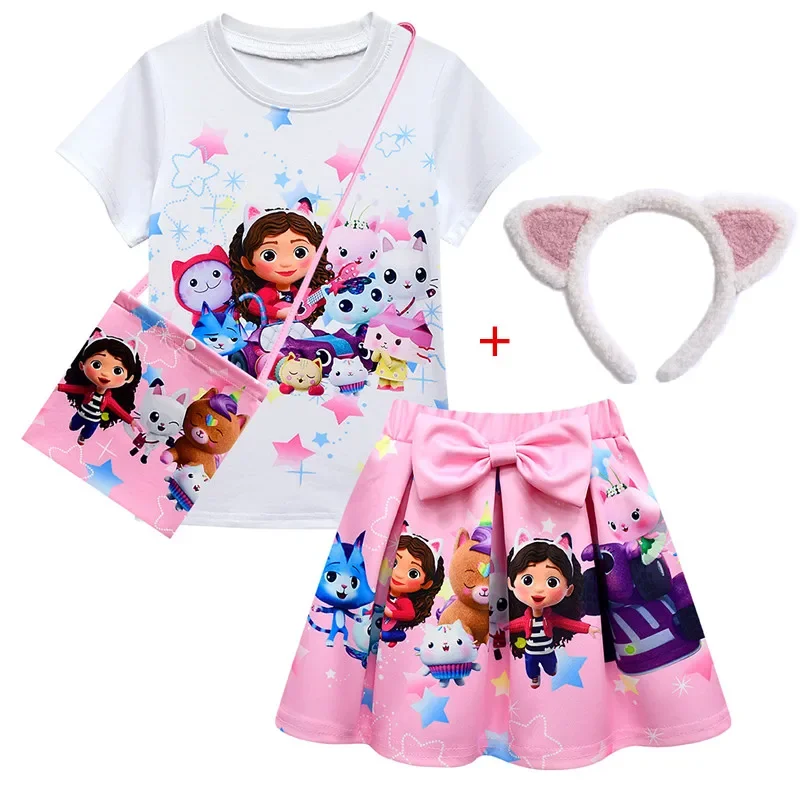 Gabby Dollhouse Costume Baby Girls Gabbys Dollhouse Dresses T-shirt Skirts Sets Gabby Cat Cosplay Costume Birthday Party Clothes