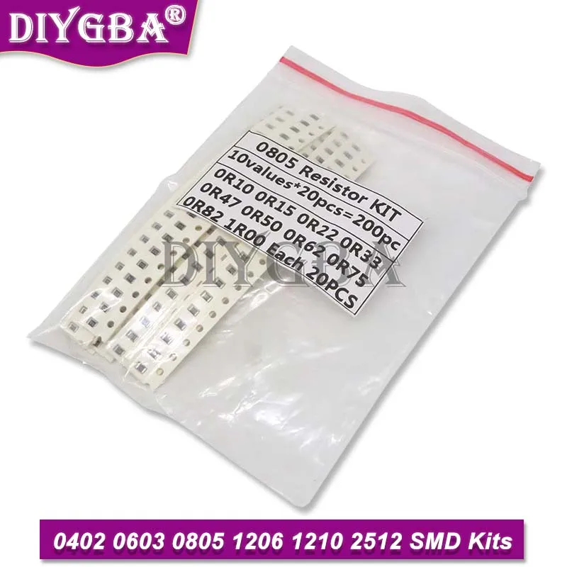 hjxrhgal 0603 SMD Resistor Kit Assorted Kit 1ohm-1M Ohm 1% 33valuesX 20PCS=660PCS Sample Kit 0805 1206 1210 0402