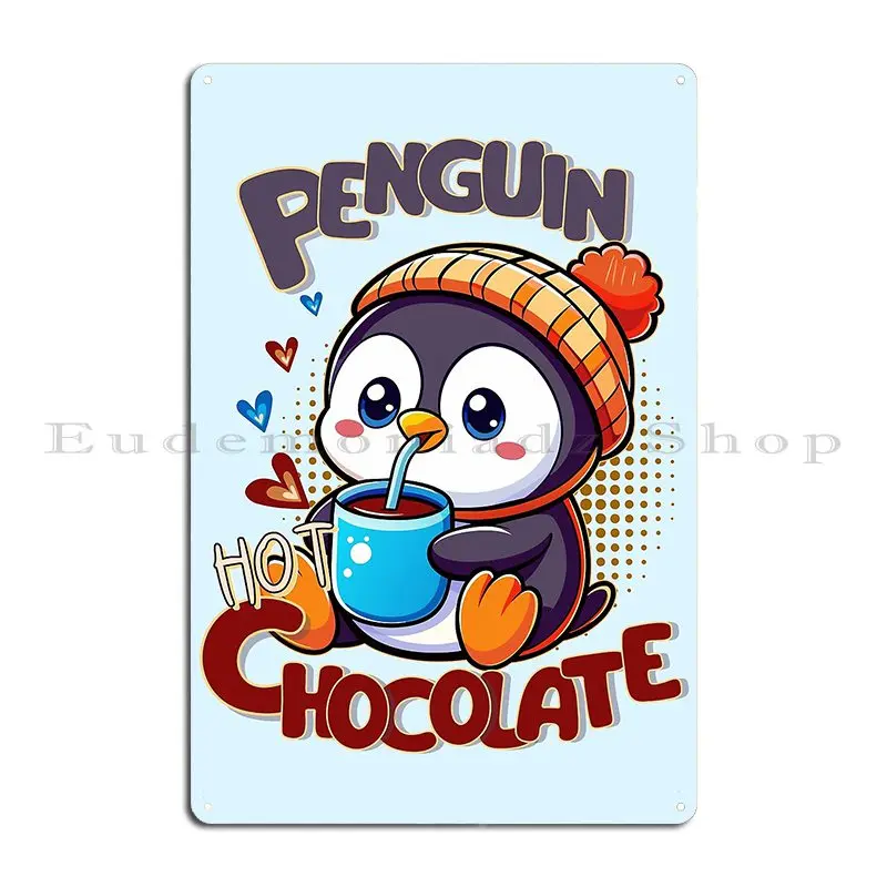 الإمبراطور البطريق Kawaii البطريق البطريق القطب الجنوبي الساخن الشوكولاته لوحة معدنية ملصق مصمم المنزل خلق جدارية تين تسجيل ملصق #2