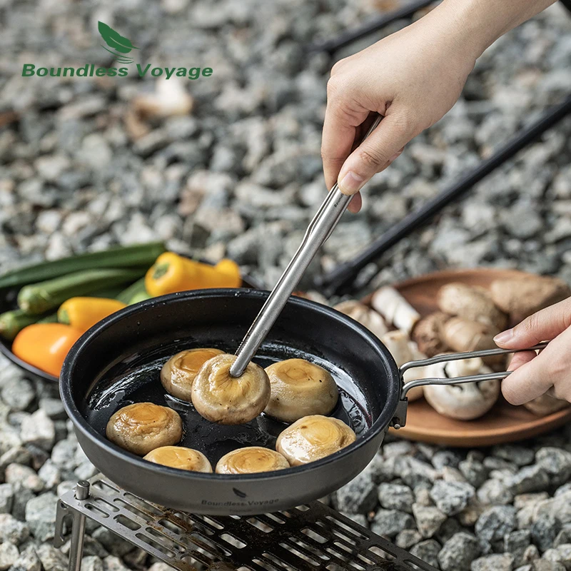 Boundless Voyage Food Barbecue Tongs Titanium Meat Salad Steak Food Serving Clip Tweezers Long BBQ Cooking Kitchen Utensils view 5