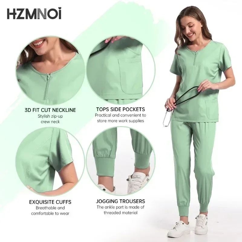 Novos uniformes médicos das mulheres dos homens roupas de enfermagem traje de beleza enfermeira esfrega conjuntos médico dentista workwear clínico topos calças