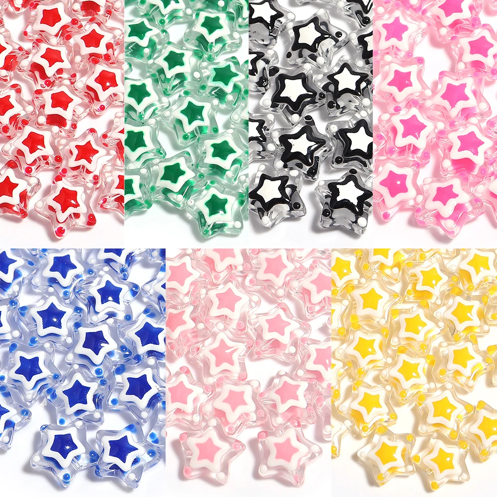 5 Stücke fünfzackigen Stern Glasperlen Dopamin Stil Perlen Farbe Handbemalte Spacer Perlen DIY Armband Schmuck Machen Zubehör