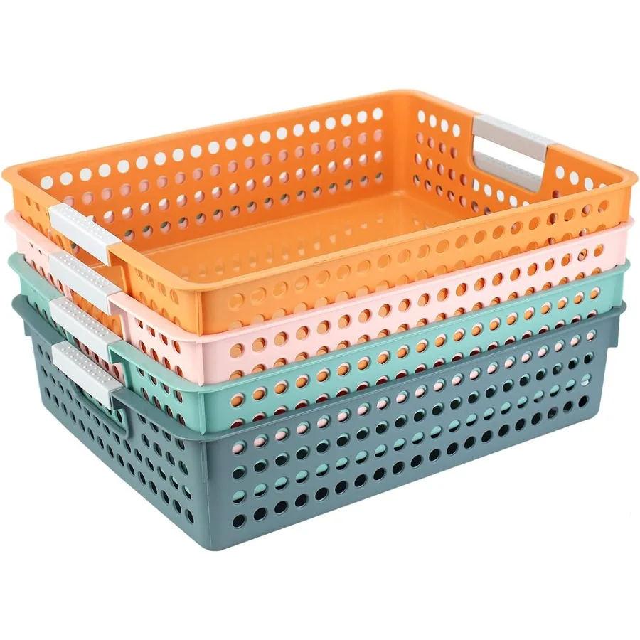 4 Stück drehbare Klassenzimmer-Tabletts für Studenten, Buchkörbe zur Aufbewahrung von Bibliotheken, Organisationsschubladen für Büro und Heimgebrauch, langlebig