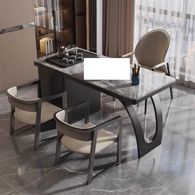 

Rock slab Italian balcony tea table combination simple modern light luxury tea table 2024 new small apartment Kung Fu tea table