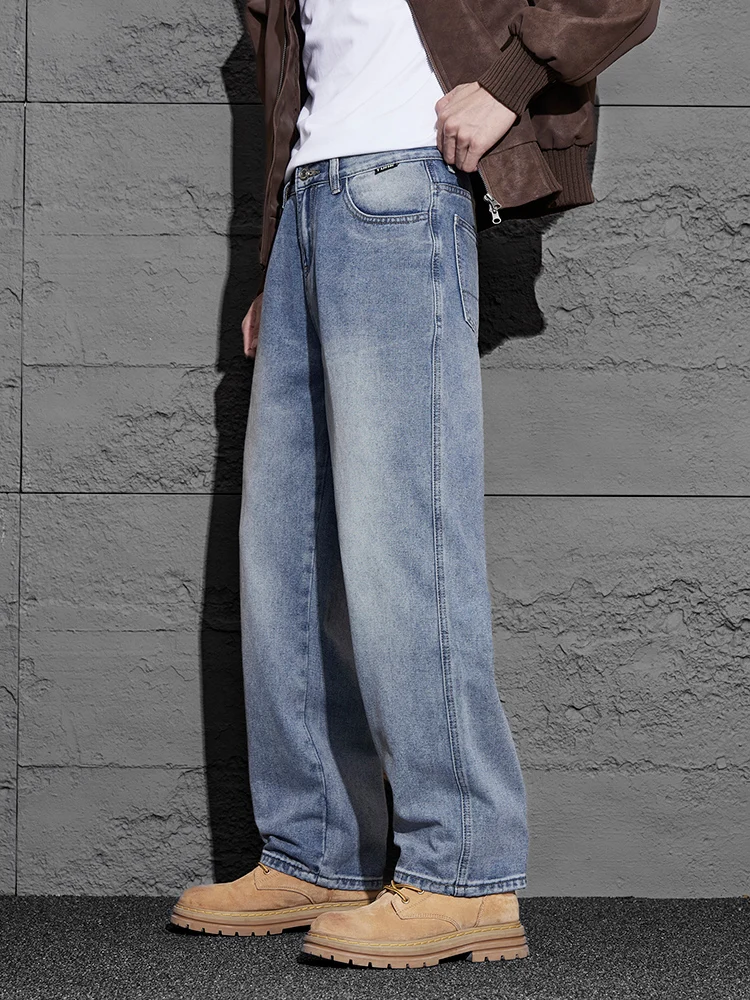 

Мужские повседневные свободные джинсы 2026, новые классические обычные модные прямые винтажные мешковатые молодежные широкие джинсовые брюки